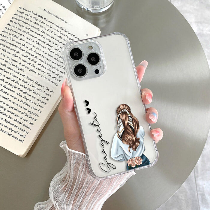 Transparent Silicone case with Name printed Scarf girl